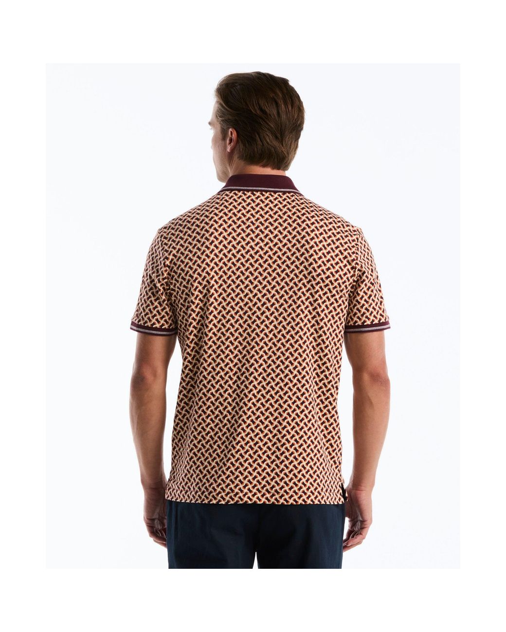 Original Penguin Brown 70's Interlock Geo Polo In Port Royale for men