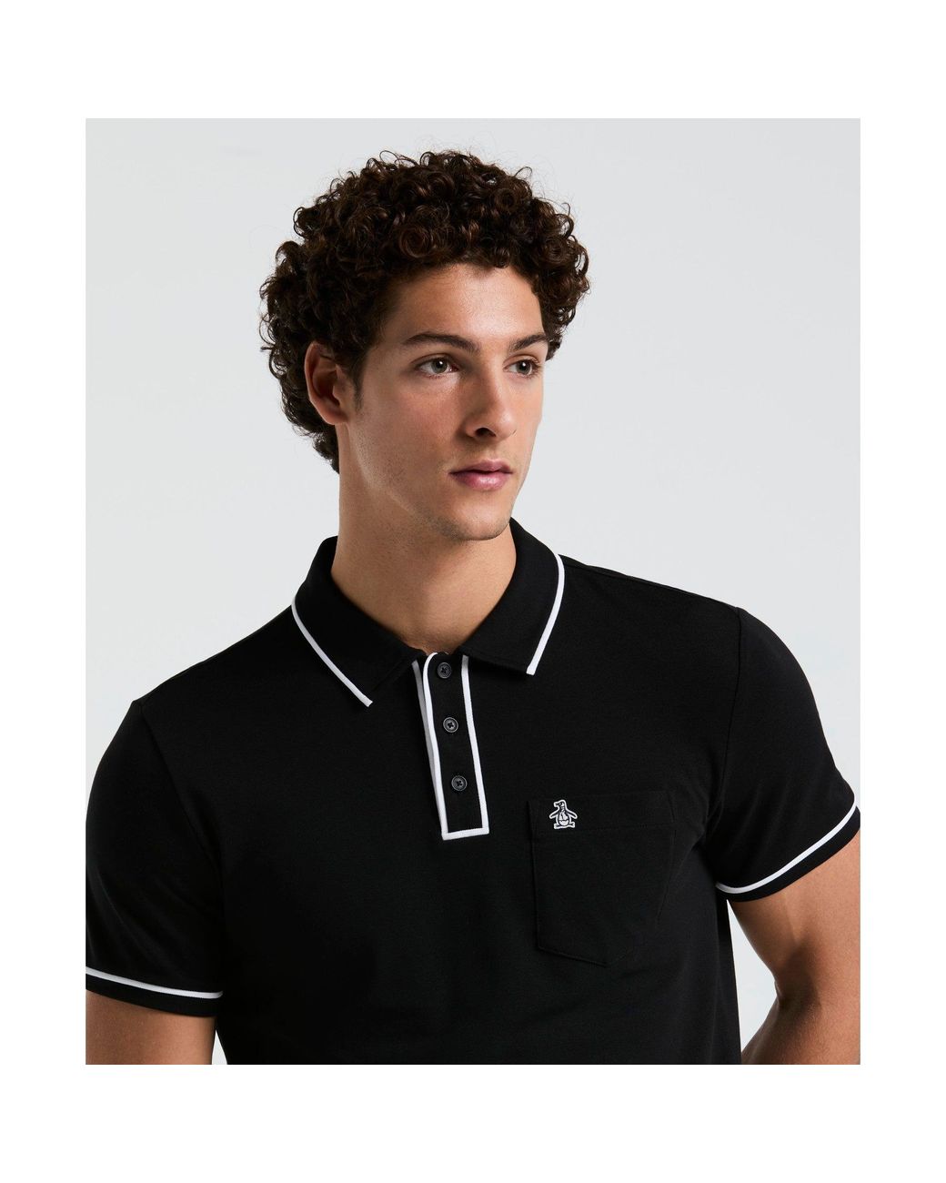 Original Penguin Earl Pique Polo Shirt In True Black for men