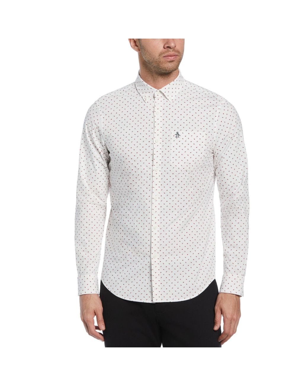 Original Penguin Printed Ecovero Stretch Shirt In Bright White for men