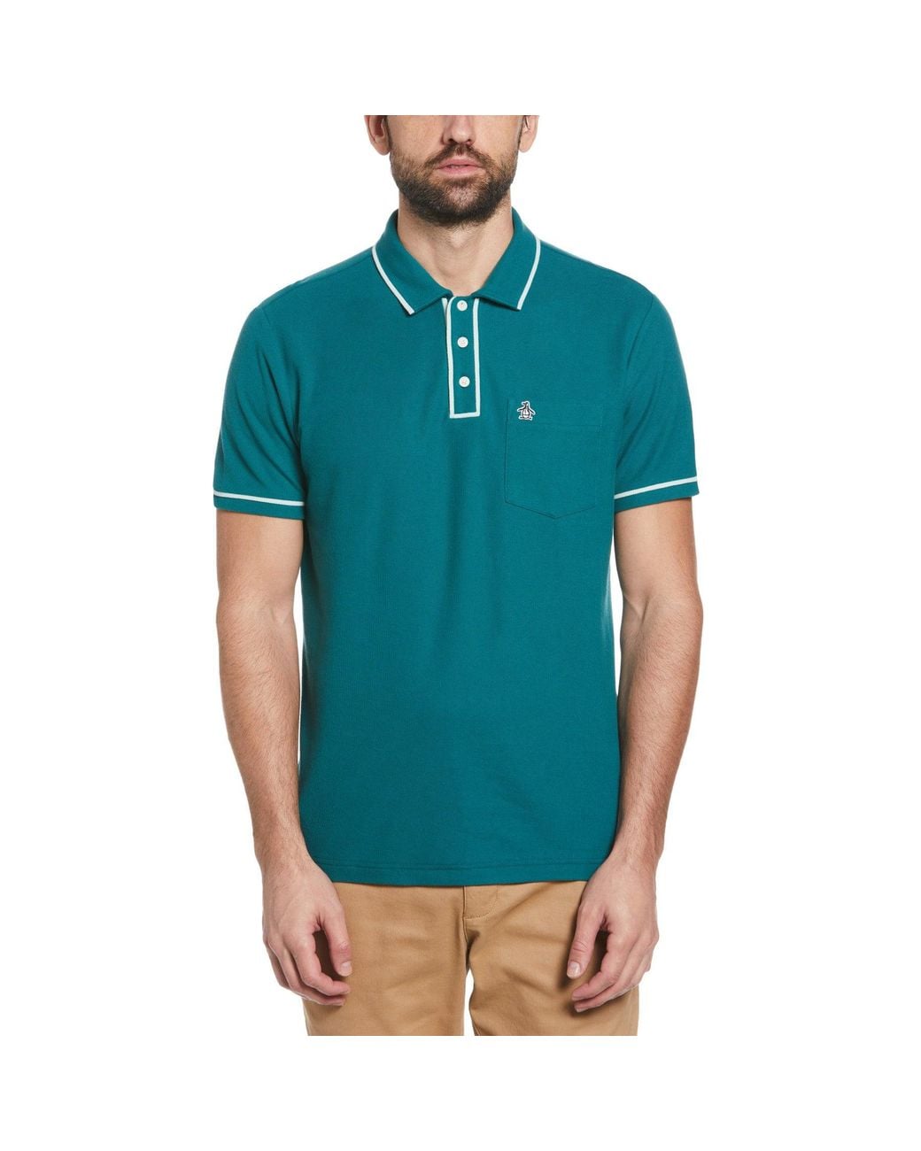 Original Penguin Blue Organic Cotton Pique Earltm Polo for men
