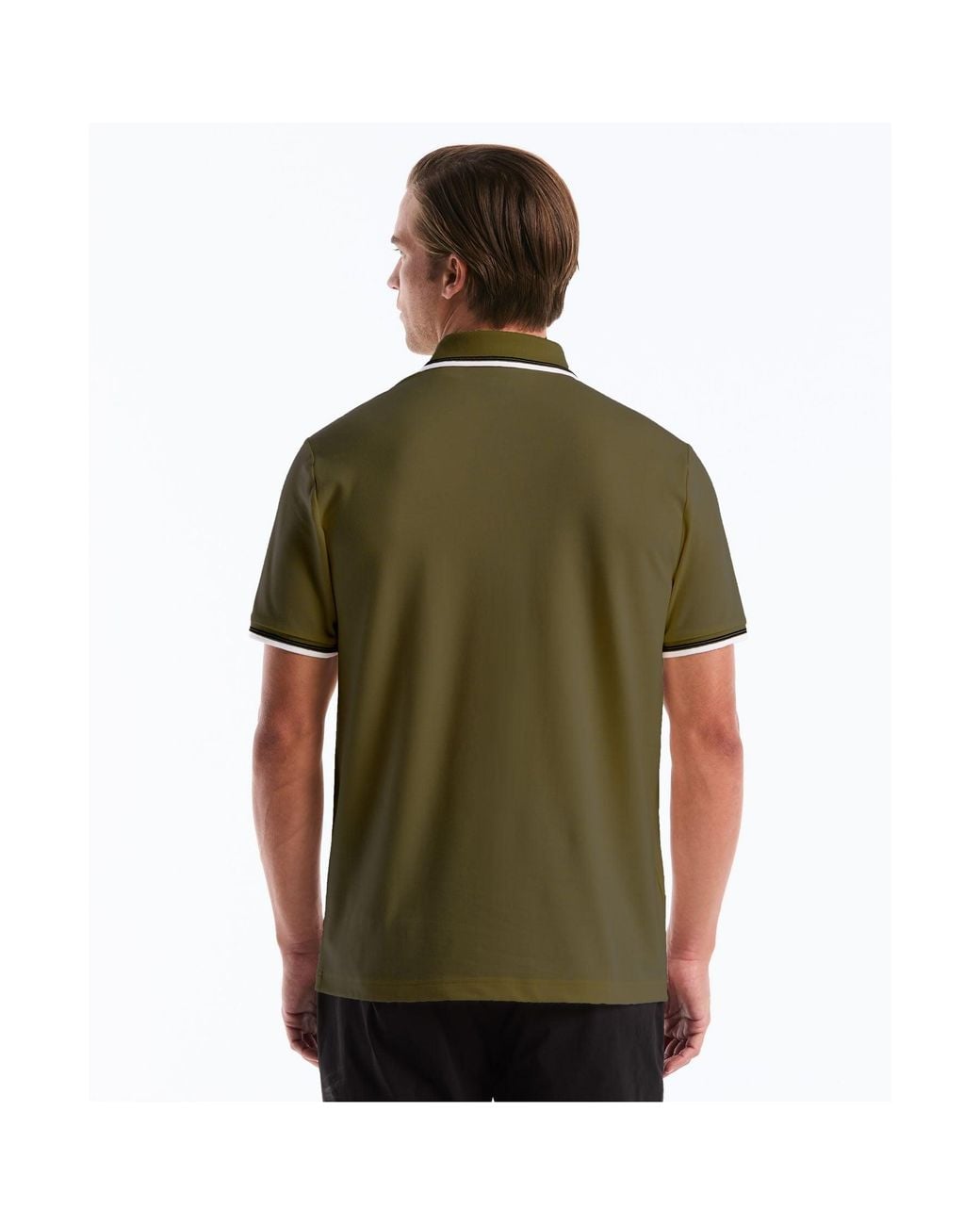 Original Penguin Green Tipped Pique Polo In Dusty Olive for men