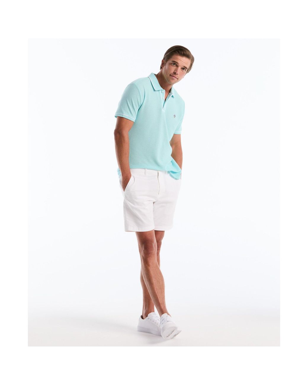Original Penguin Blue Icons Bentley Mesh Polo Shirt In Plume for men