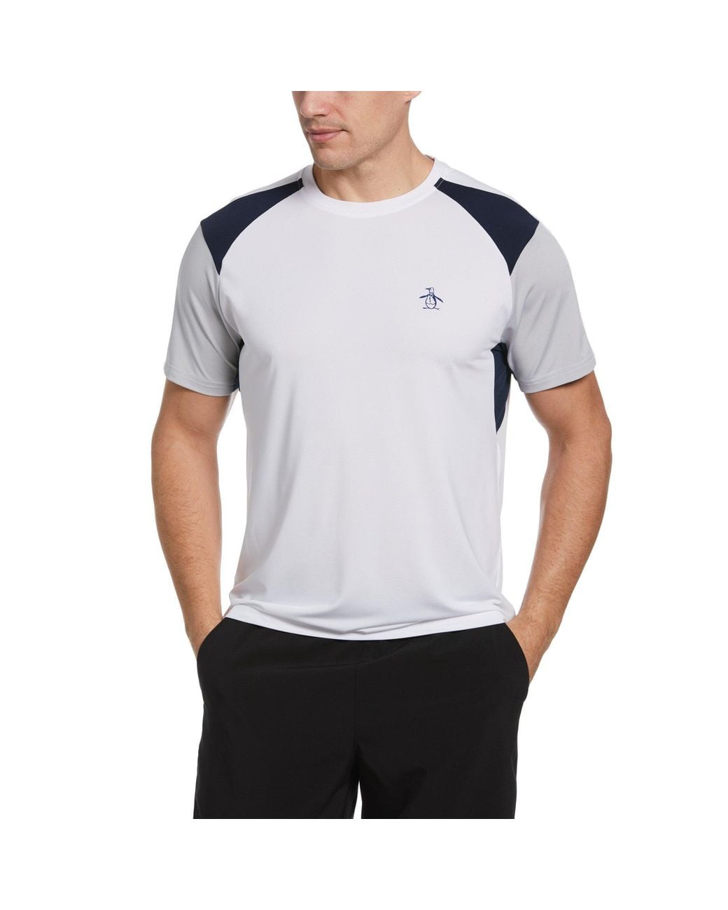 Original Penguin Gray Performance Color Block Tennis Tee for men