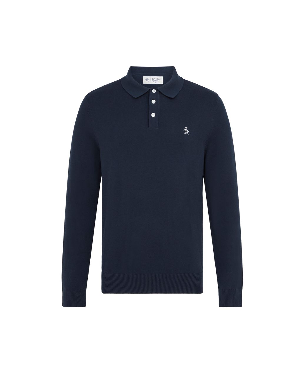 Original Penguin Blue Long Sleeve Polo Neck Jumper In Dark Sapphire for men