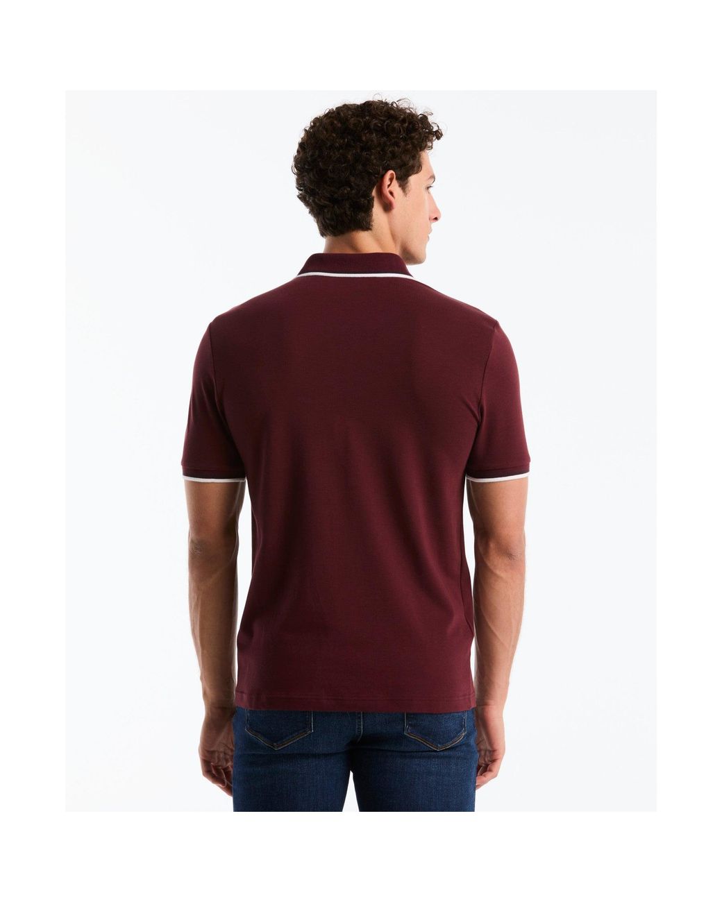 Original Penguin Red Tipped Pique Polo In Port Royale for men