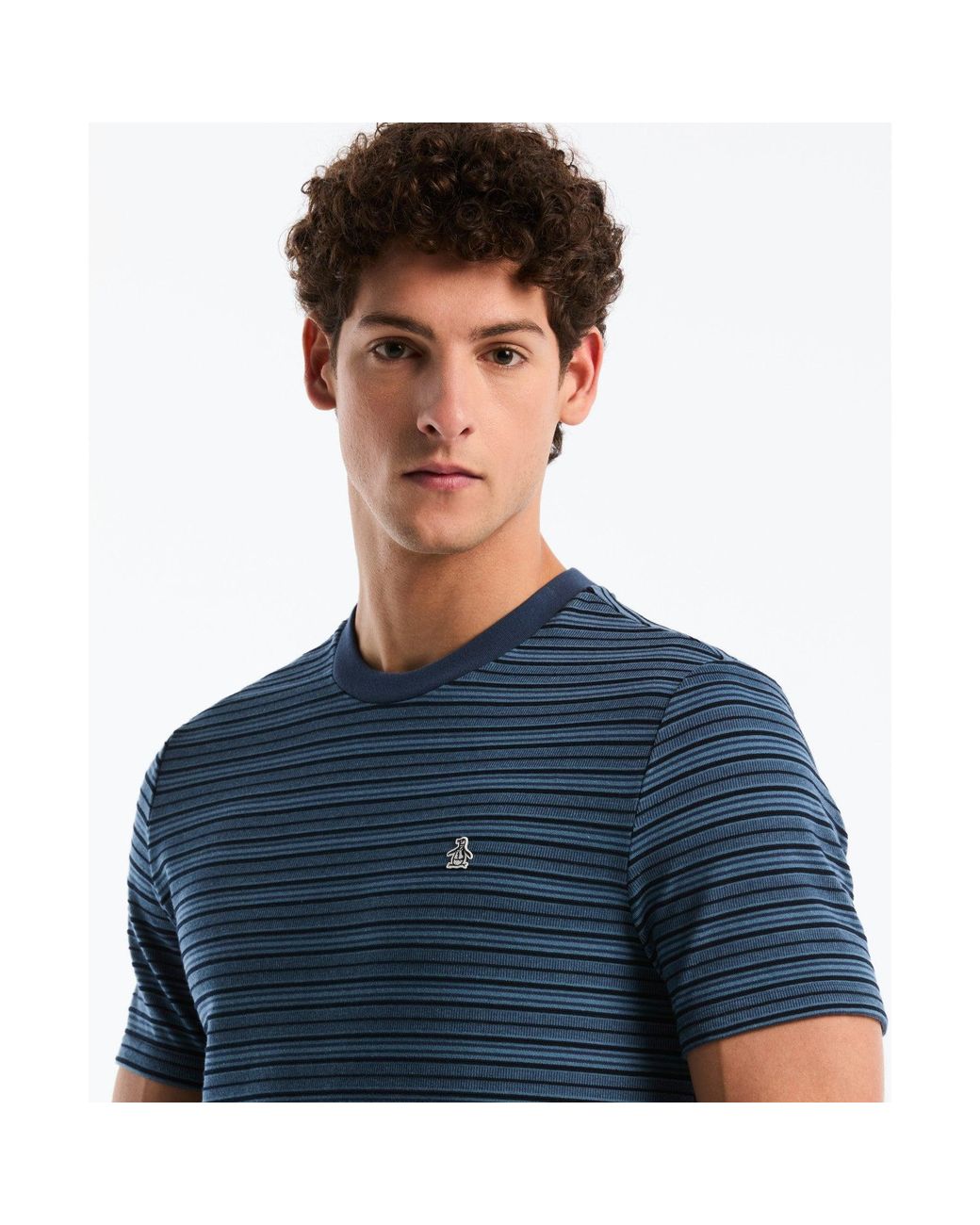 Original Penguin Blue Raised Ottoman Stripe T-shirt In Sargasso Sea for men