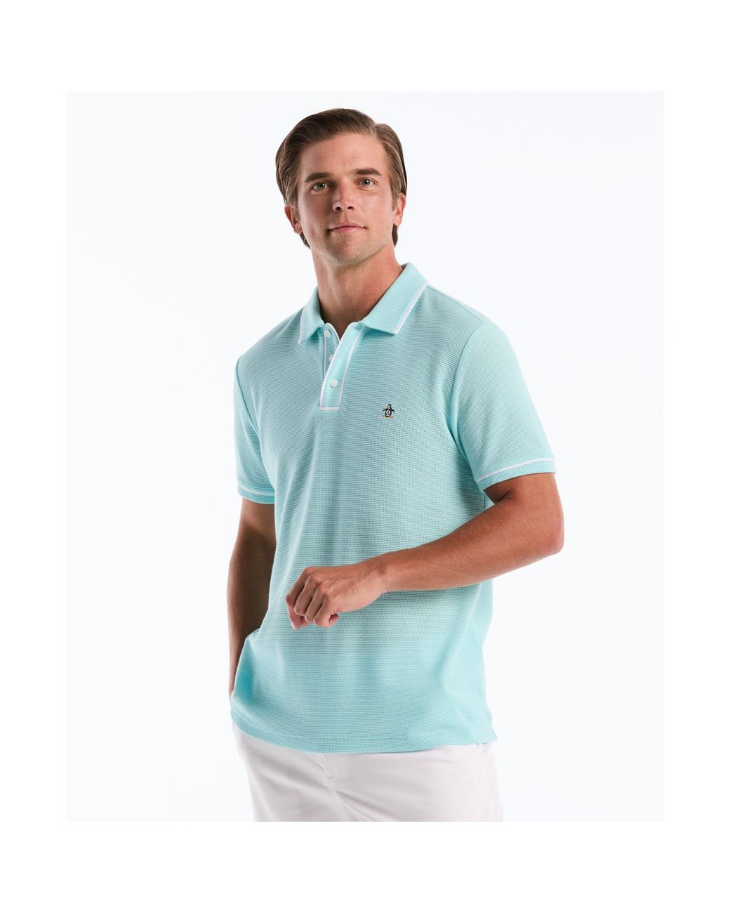 Original Penguin Blue Icons Bentley Mesh Polo Shirt In Plume for men