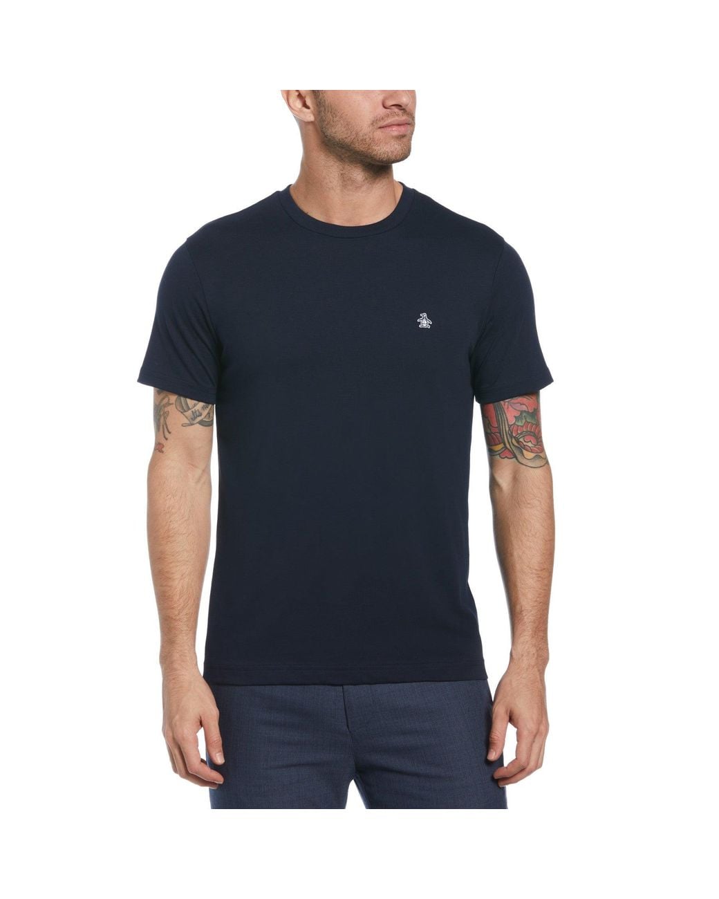 Original Penguin Black Organic Cotton Sticker Pete Basic Tee for men