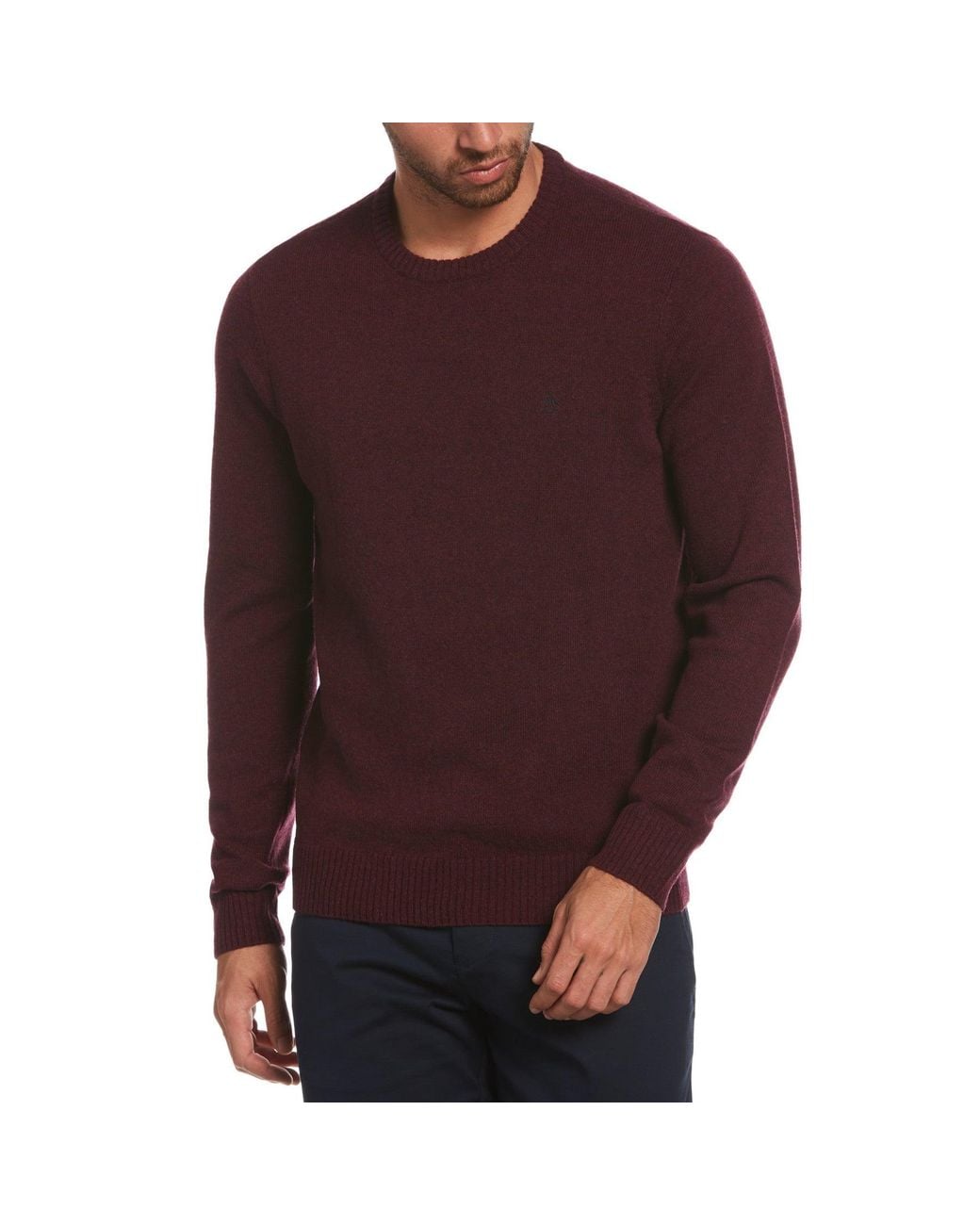 Original Penguin Red Lambswool Crew Neck Jumper for men
