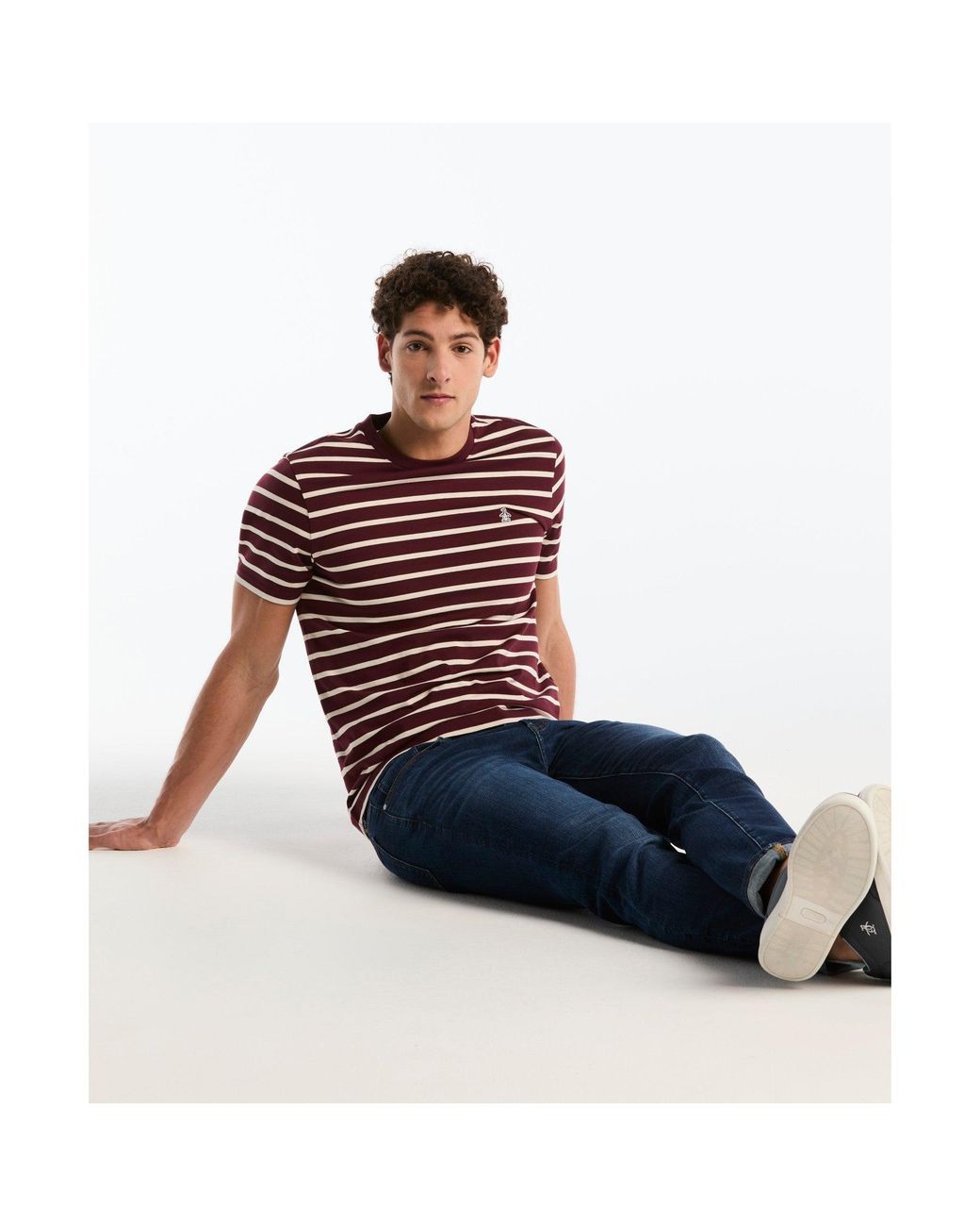 Original Penguin Red Breton Striped T-shirt In Port Royale for men