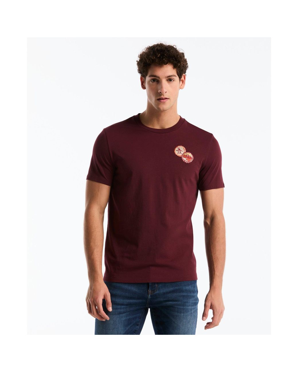 Original Penguin Red Bottle Cap Graphic T-shirt In Port Royale for men