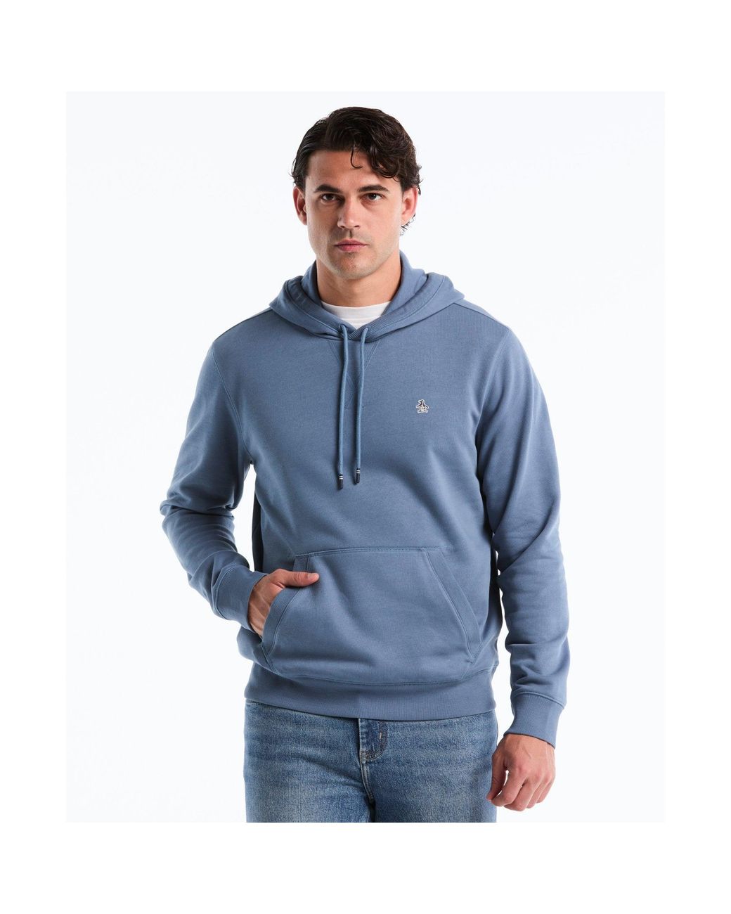 Original Penguin Sticker Pete Hoodie In Copen Blue for men