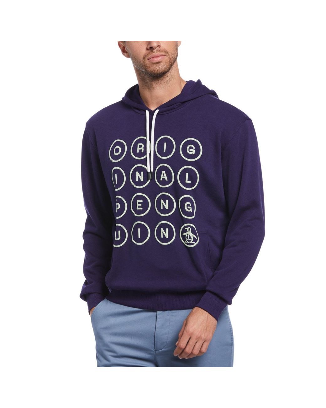 Original Penguin Blue Circle Pete Graphic Hooded Sweater for men
