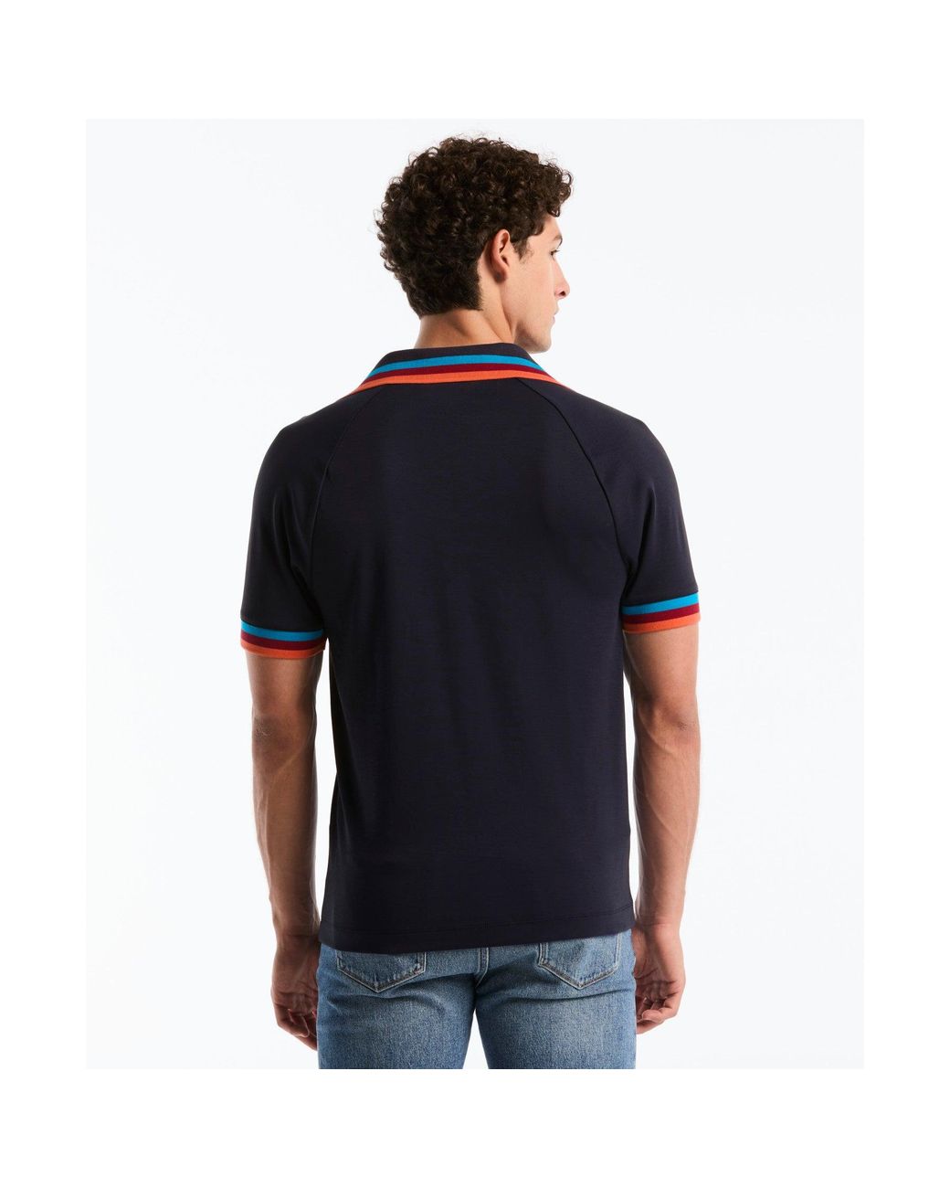 Original Penguin Black Icons Rib Placket Polo In Dark Sapphire for men