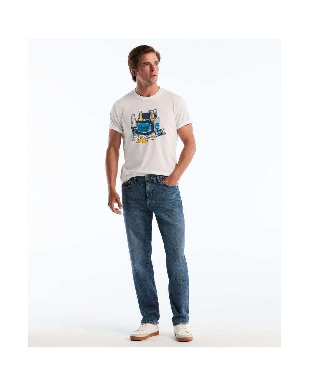 Original Penguin Blue Straight Fit Jeans In Medium Indigo for men