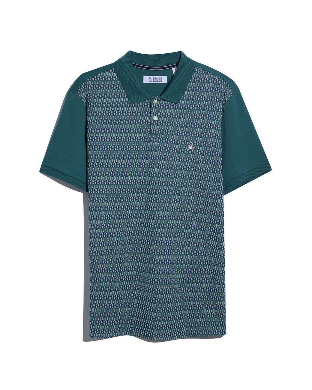 Original Penguin Green Jacquard Front Fairisle Polo In Storm for men