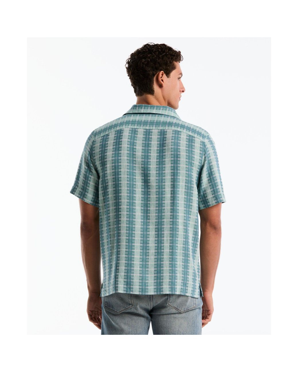 Original Penguin Vertical Pattern Short Sleeve Shirt In Copen Blue for men