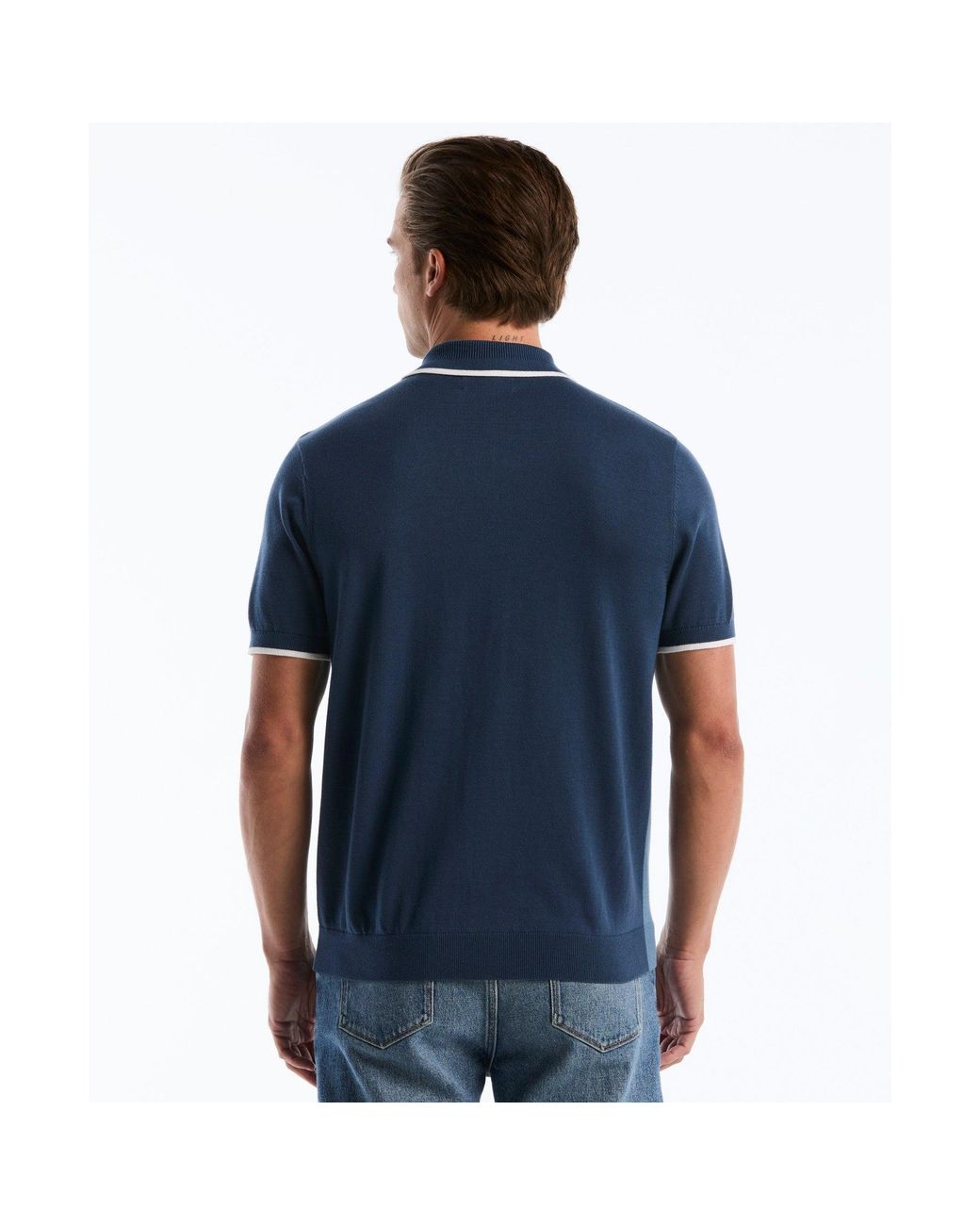 Original Penguin Colourblock Sweater Polo In Copen Blue for men