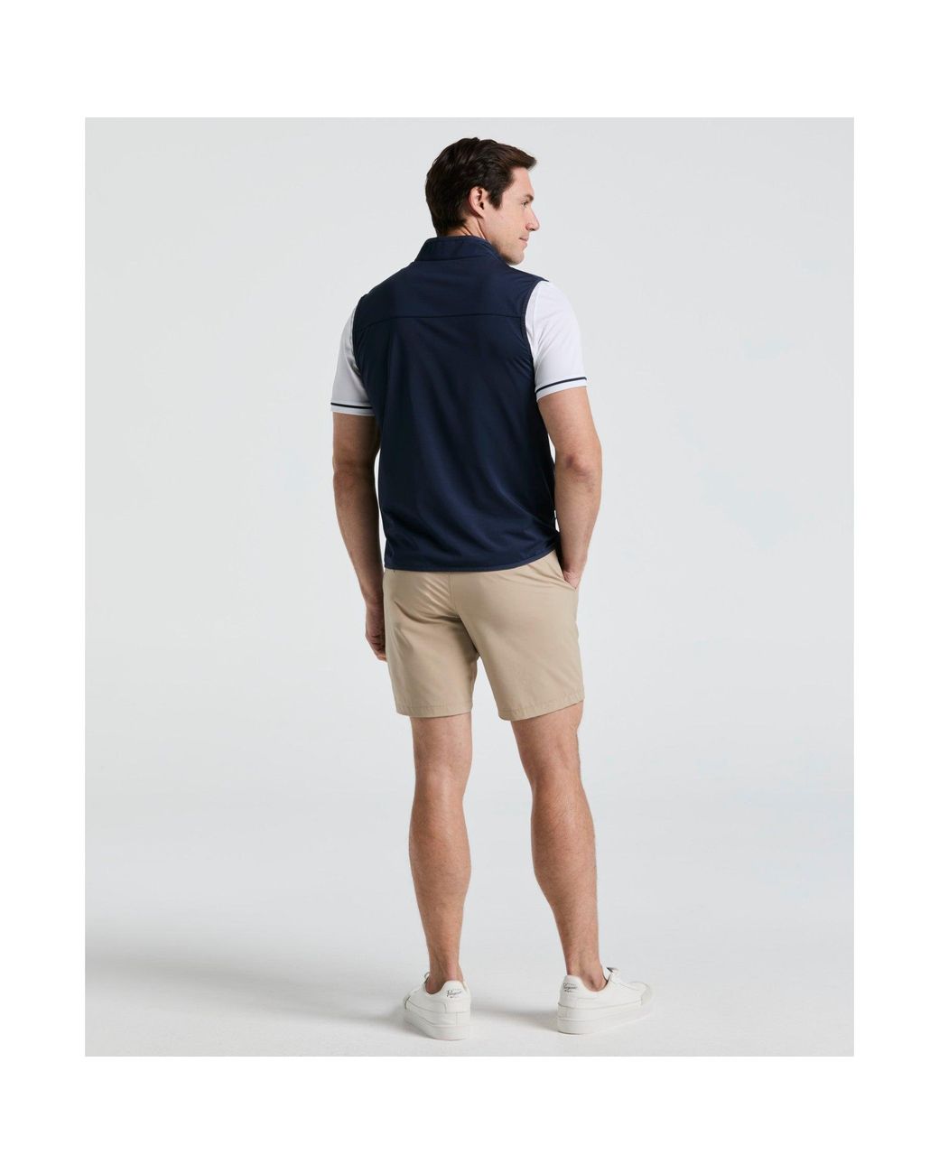 Original Penguin Blue Lightweight Full Zip Golf Gilet In Black Iris for men