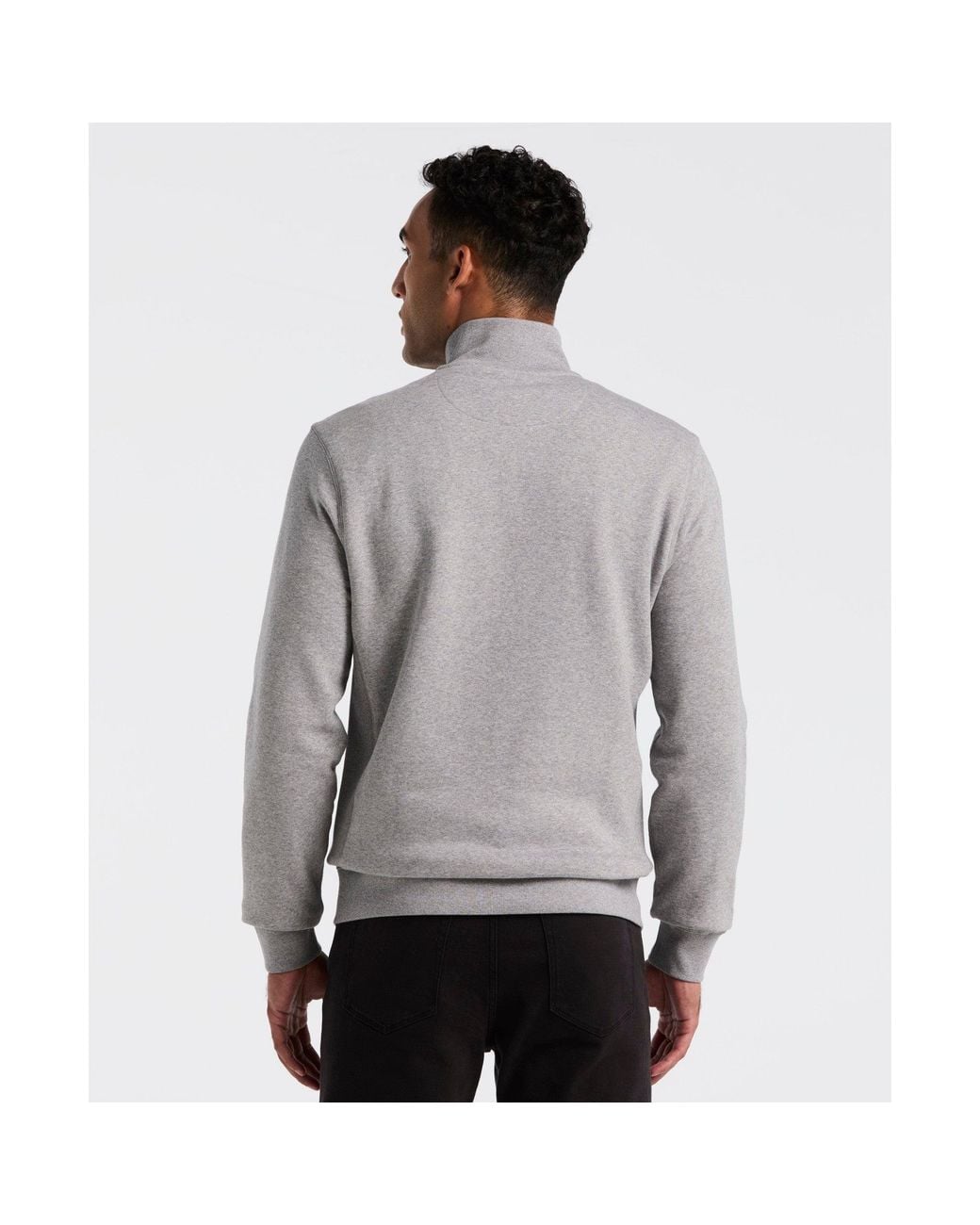 Original Penguin Gray Sticker Pete Quarter Zip Sweatshirt In Rain Heather for men