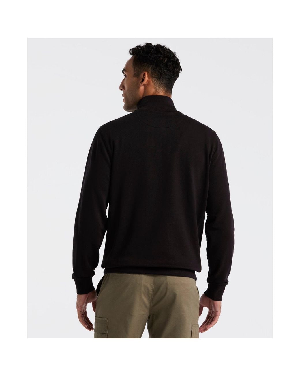 Original Penguin Sticker Pete Quarter Zip Sweatshirt In True Black for men