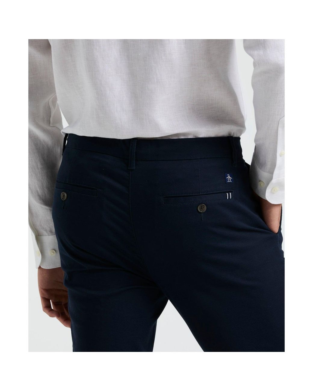 Original Penguin Gray Slim Fit Chinos In Dark Sapphire for men