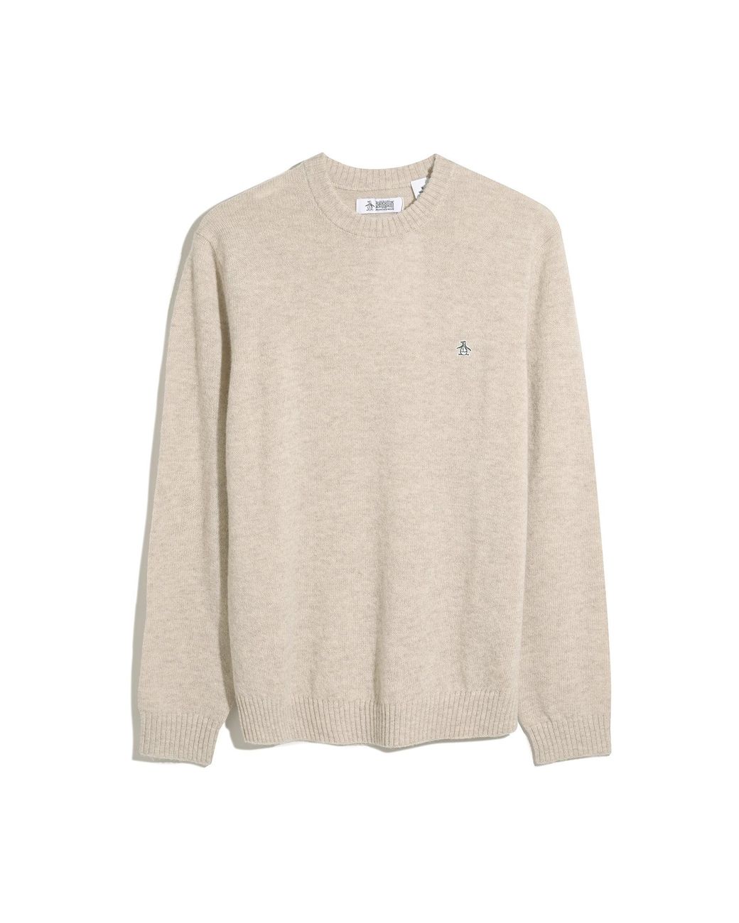 Original Penguin Natural Lambswool Crew Neck Sweater In Birch for men