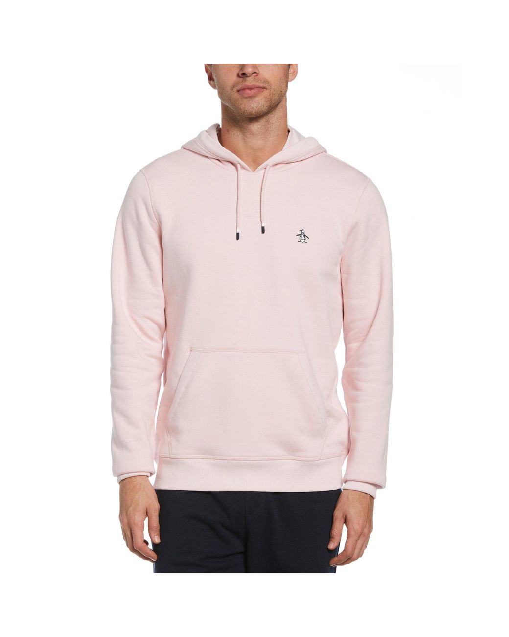 Original Penguin Sticker Pete Fleece Organic Cotton Pullover Hoodie In Parfait Pink for men