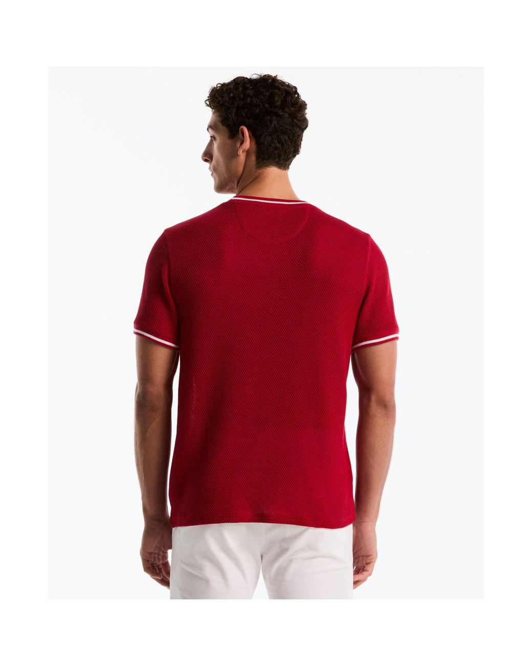 Original Penguin Jacquard Honeycomb Texture T-shirt In Red for men