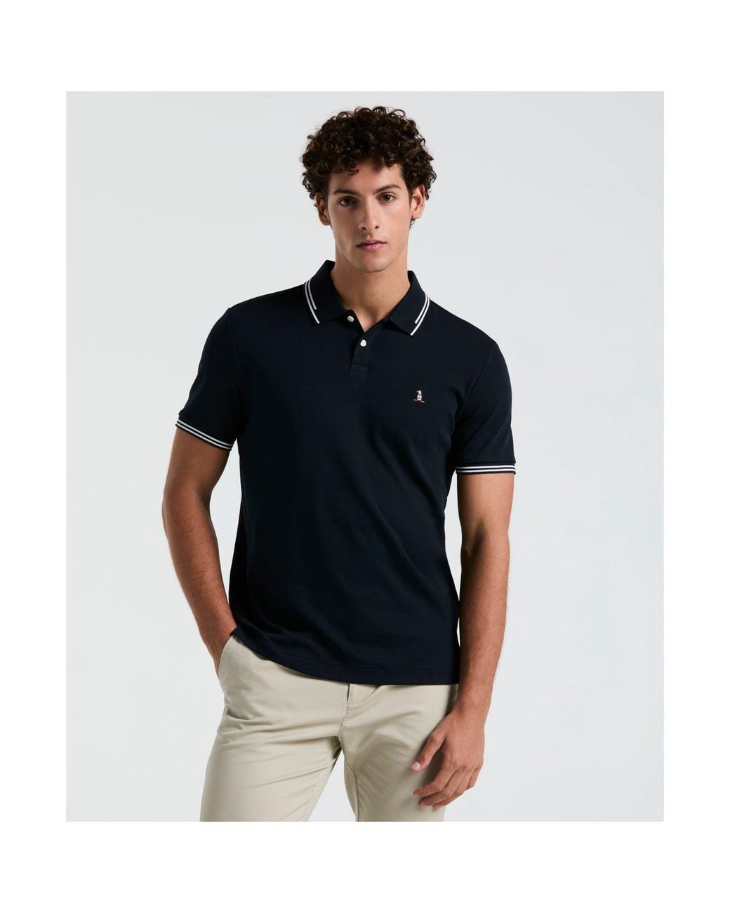 Original Penguin Blue Icons Tipped Polo Shirt In Dark Sapphire for men
