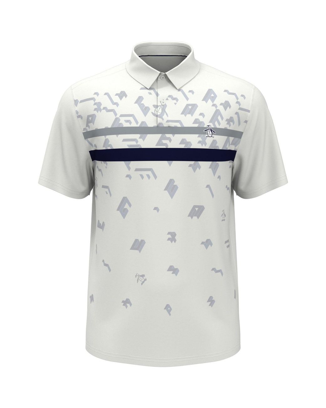 Original Penguin Got Game Engineered Stripe Printed Golf Polo Shirt In Bright White for men