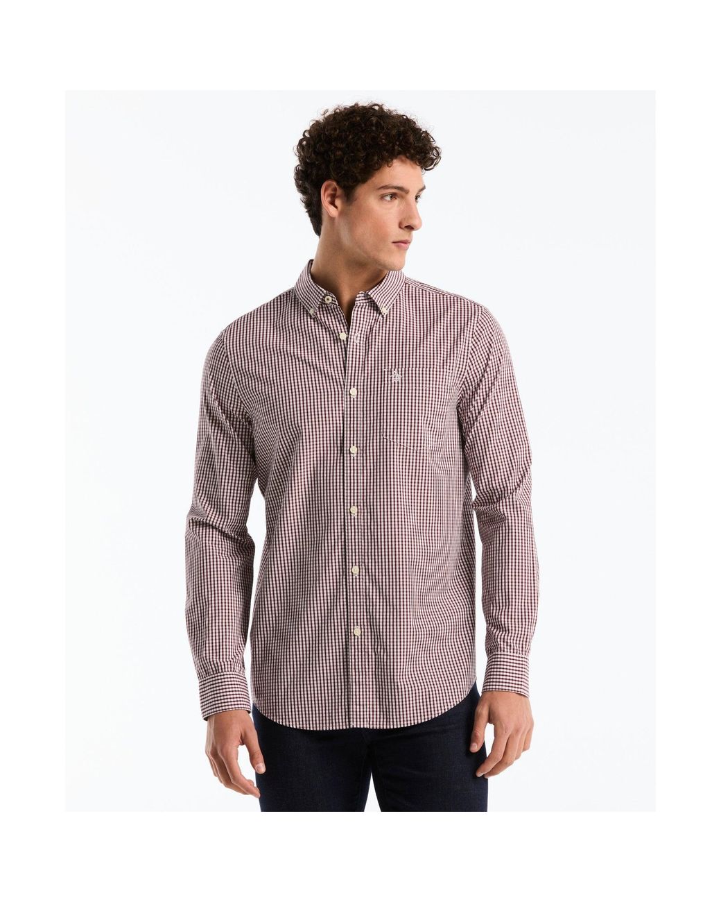 Original Penguin Purple Gingham Shirt In Port Royale for men