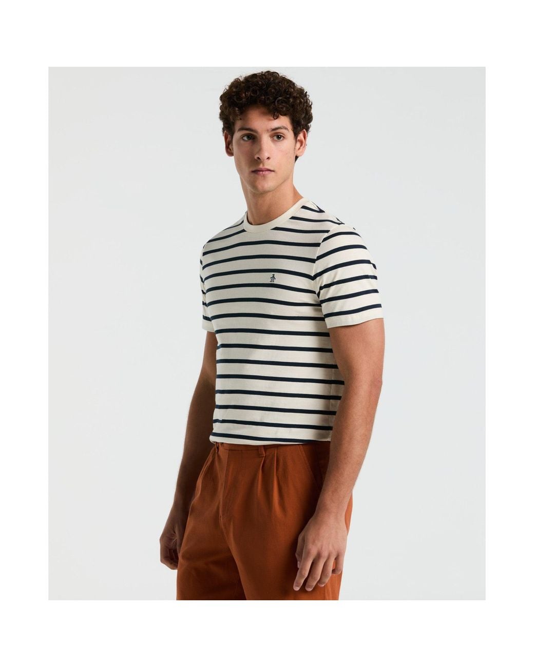 Original Penguin Gray Breton Striped T-shirt In Birch for men