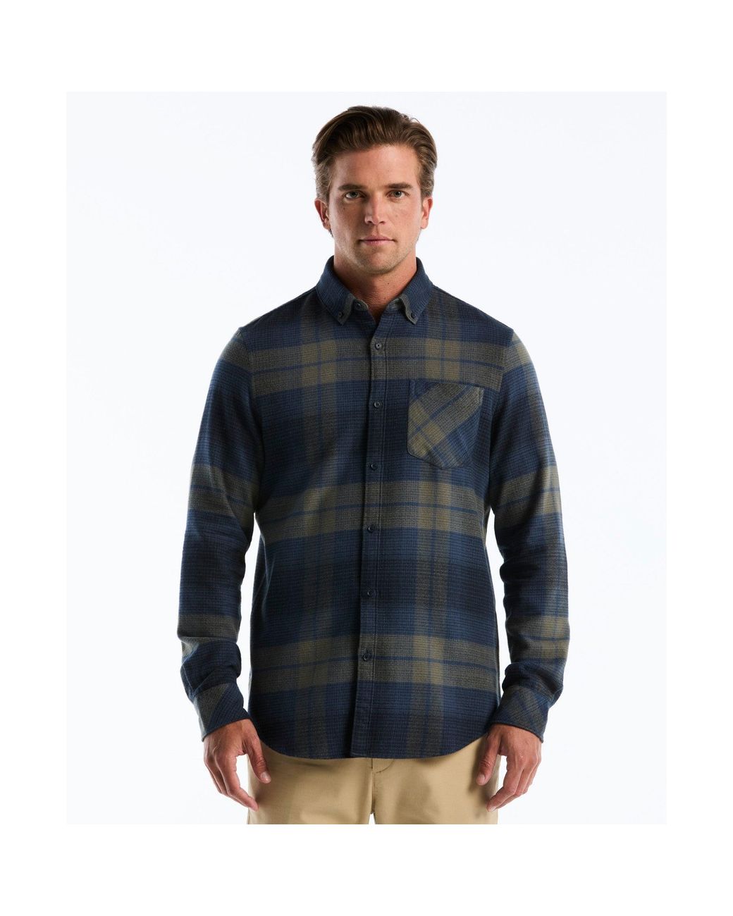 Original Penguin Blue Lightweight Plaid Flannel Shirt In Sargasso Sea for men