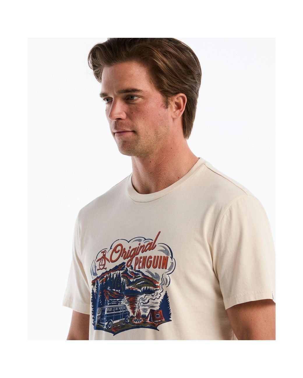 Original Penguin White Lakeside Graphic T-shirt In Birch for men