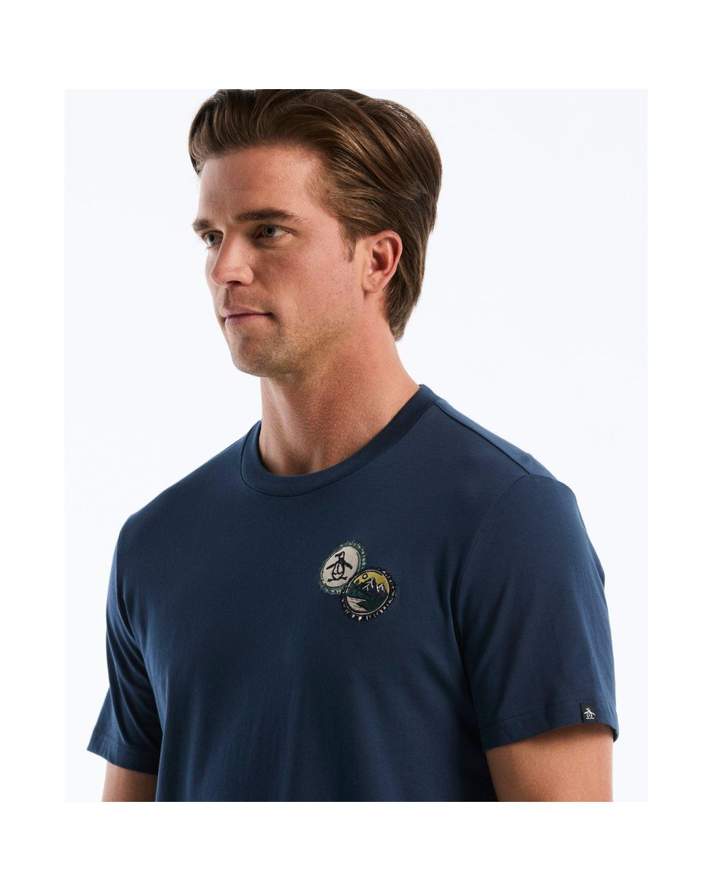 Original Penguin Blue Bottle Cap Graphic T-shirt In Sargasso Sea for men
