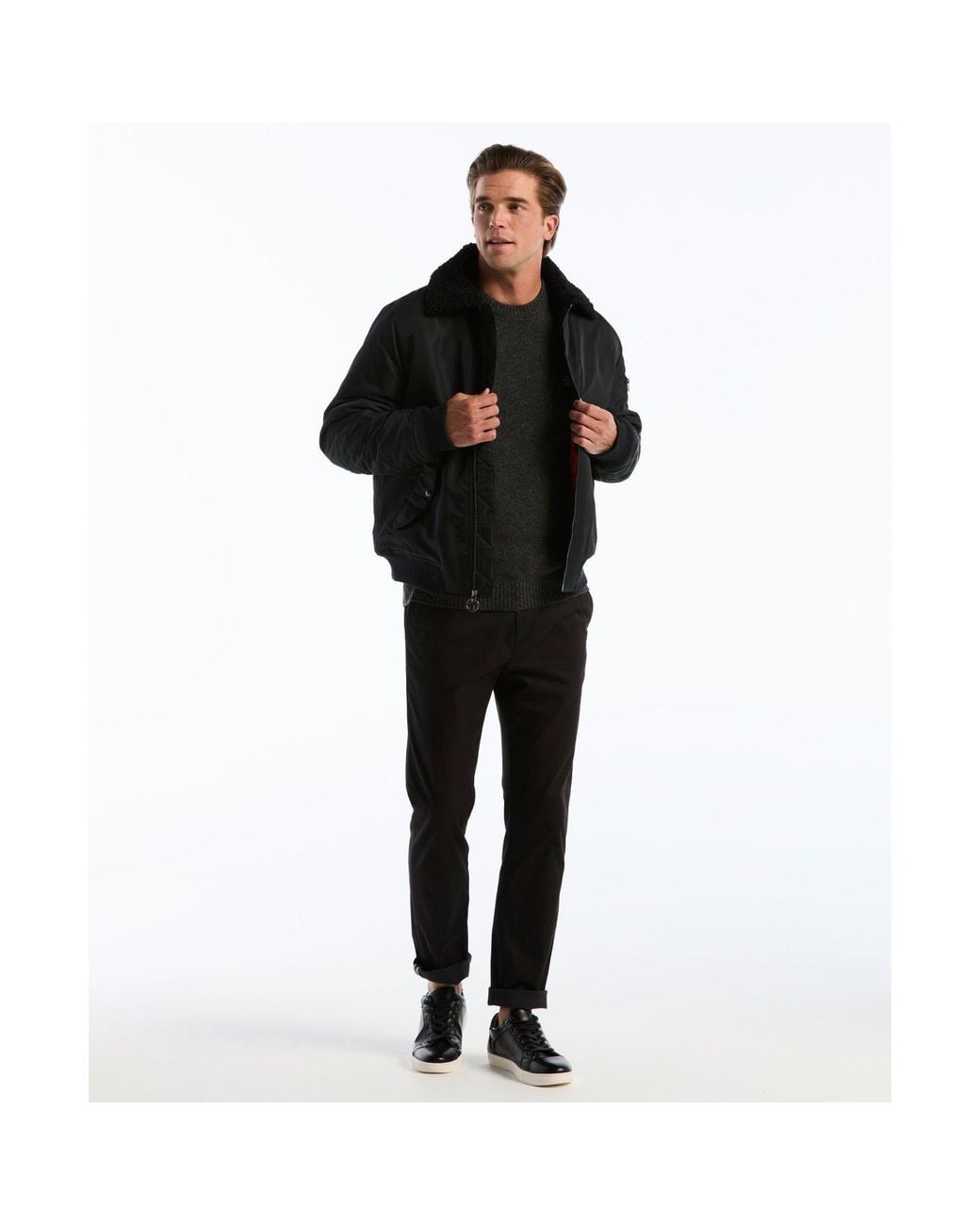 Original Penguin Insulated Aviator Jacket In True Black for men