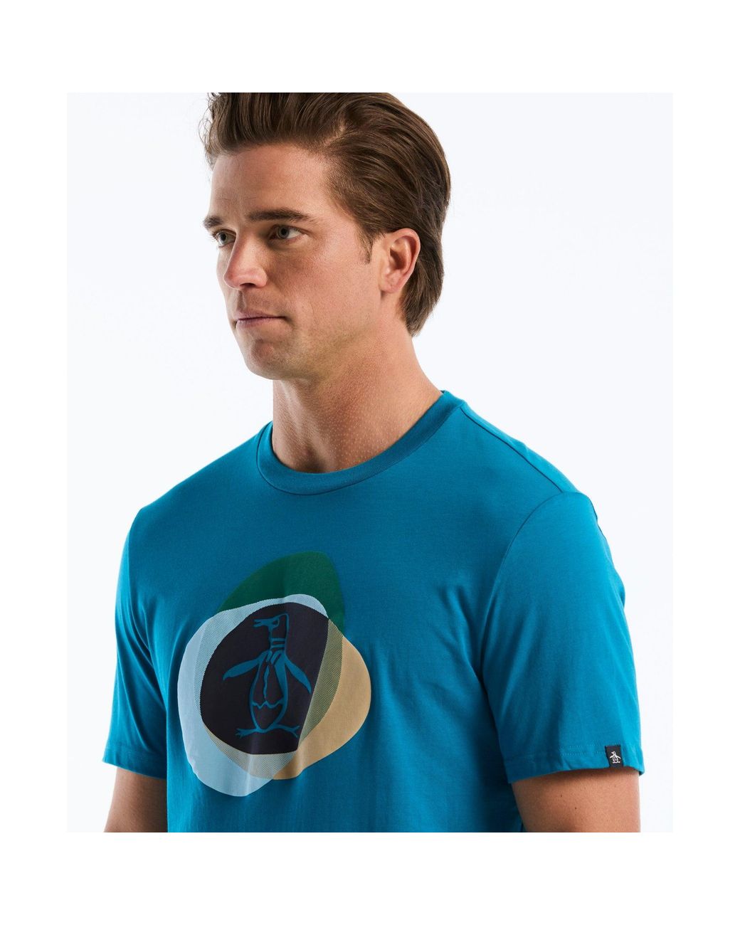 Original Penguin Blue Hd Pete Graphic T-shirt In Turkish Tile for men