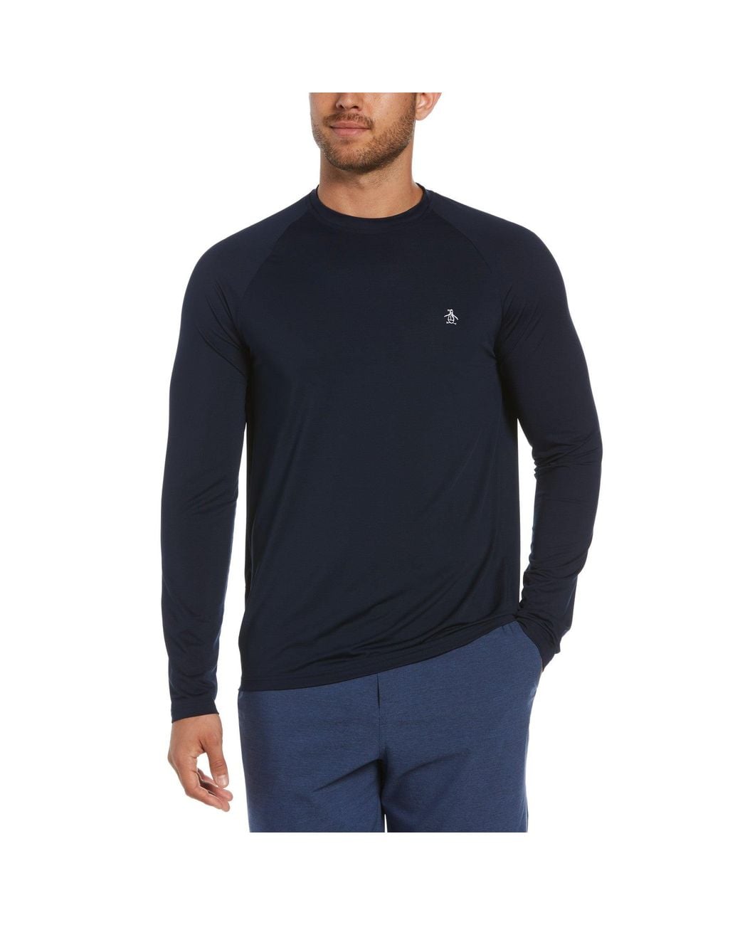 Original Penguin Blue Raglan Performance Tennis T-Shirt for men