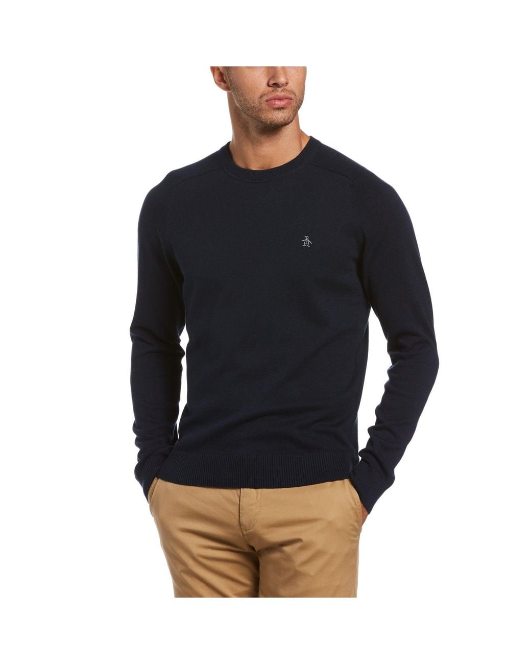 Original Penguin Black Raglan Crew Neck Sweater for men