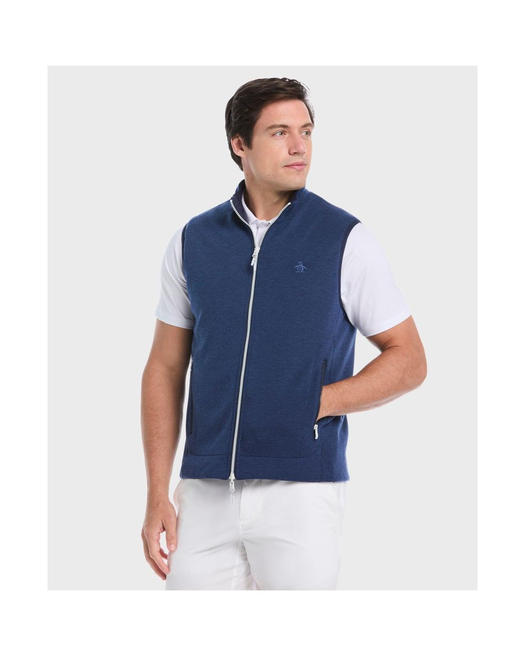 Original Penguin Blue Reversible Insulated Golf Gilet In Black Iris for men