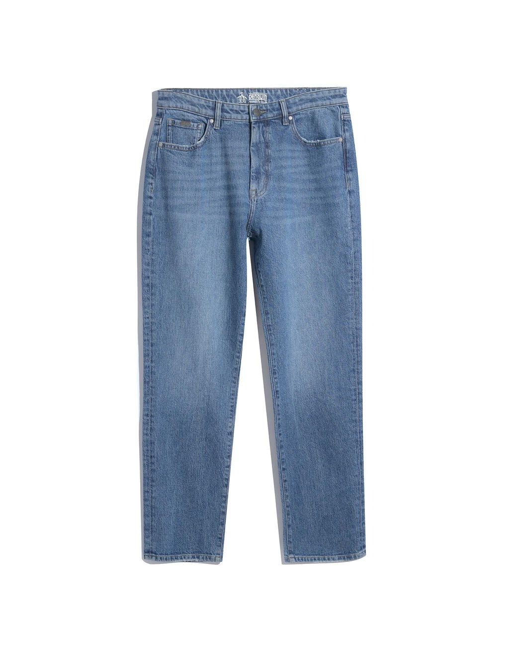 Original Penguin Blue Straight Fit Jeans In Medium Indigo for men