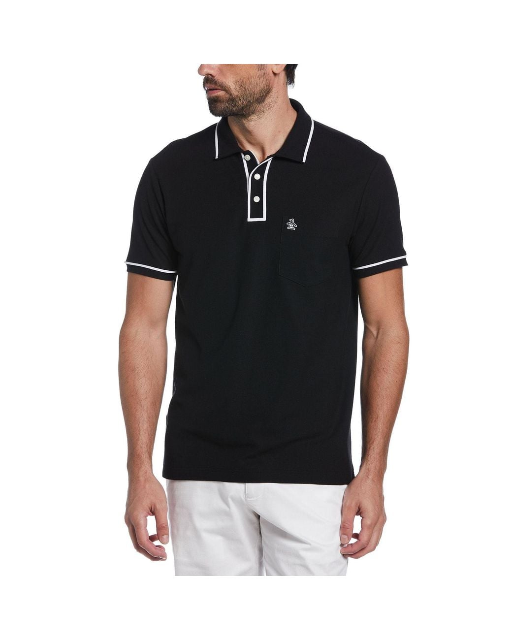 Original Penguin Black Organic Cotton Pique Earltm Polo for men