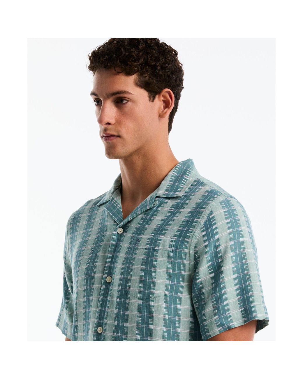 Original Penguin Vertical Pattern Short Sleeve Shirt In Copen Blue for men