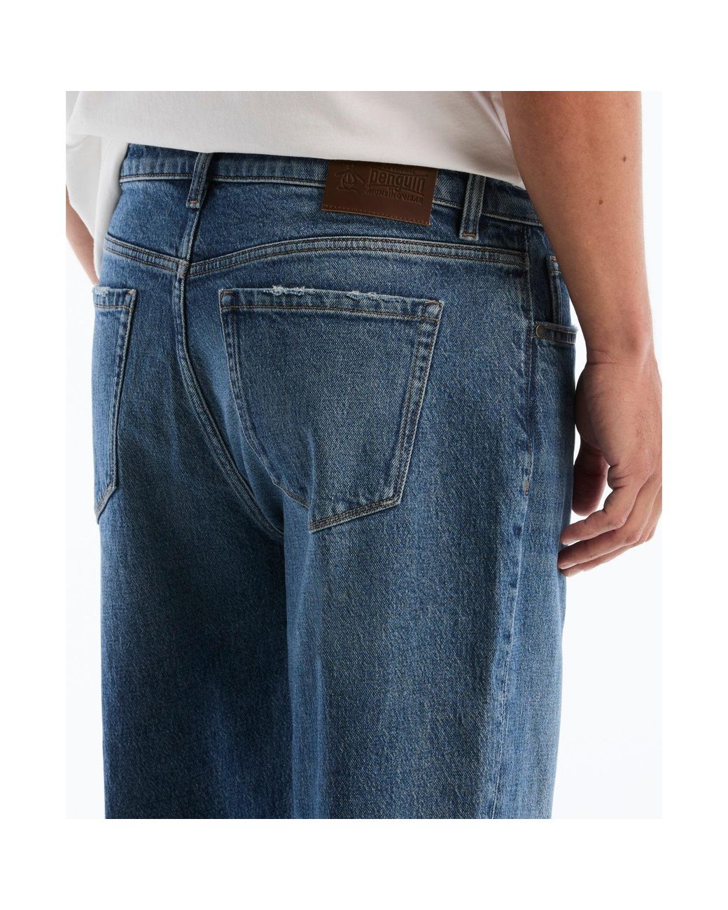 Original Penguin Blue Straight Fit Jeans In Medium Indigo for men