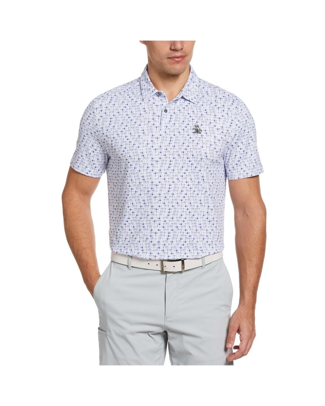 Original Penguin Blue Have A Beer Print Golf Polo for men