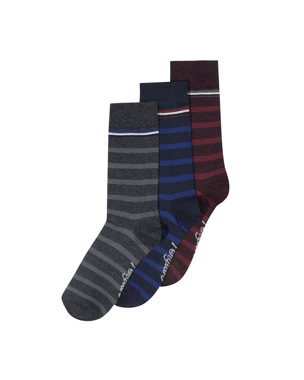 Original Penguin Blue 3 Pack Striped Socks In Black/grey for men