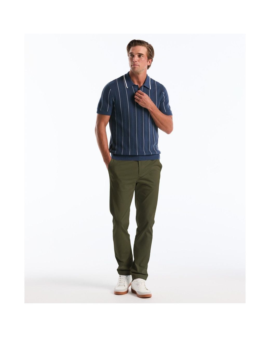 Original Penguin Blue Slim Fit Chinos In Dusty Olive for men