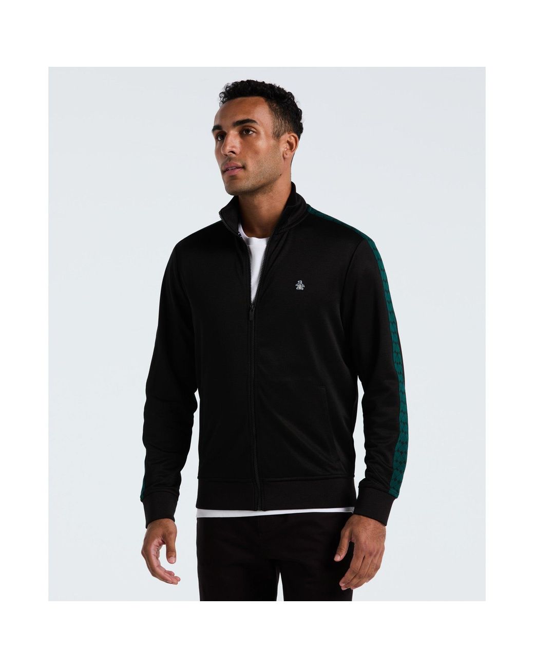 Original Penguin Double Knit Track Jacket In True Black for men