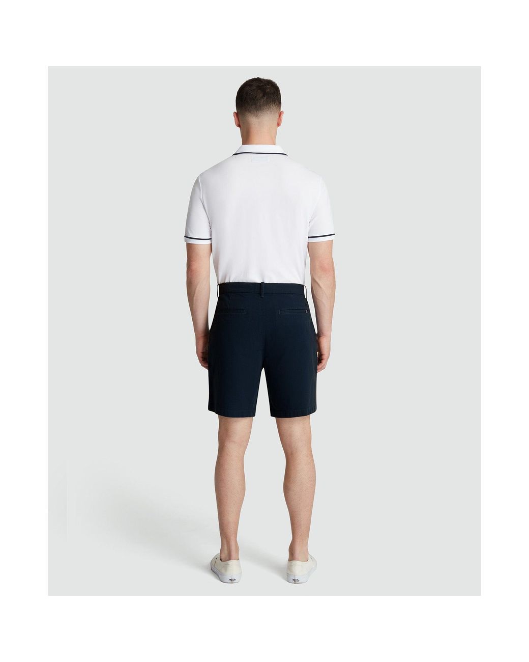 Original Penguin Blue 7" Pleated Shorts In Dark Sapphire for men